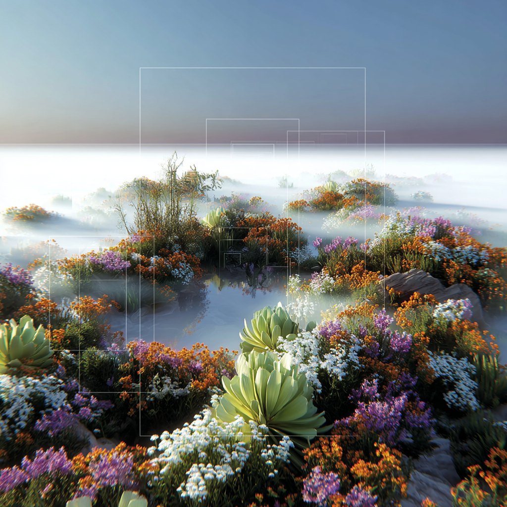Wetland-like synthetic garden.